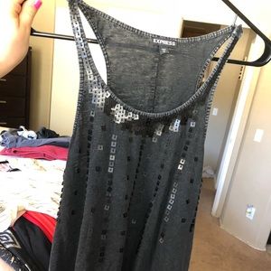 Express black sparkly tank top razor back! Socomfy
